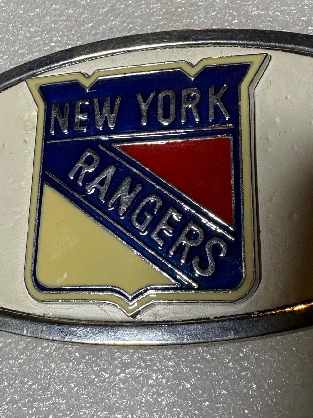 New York Rangers Enamel Logo Belt Buckle - Blue, Red, Cream